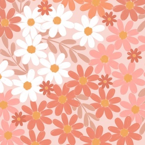 Daphne - Orange Daisy Patch Print