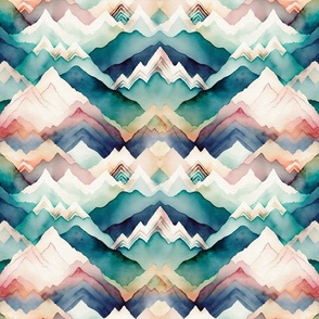 soft watercolor chevron mountains