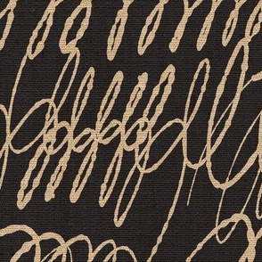 Squiggle Linen Beige on Charcoal