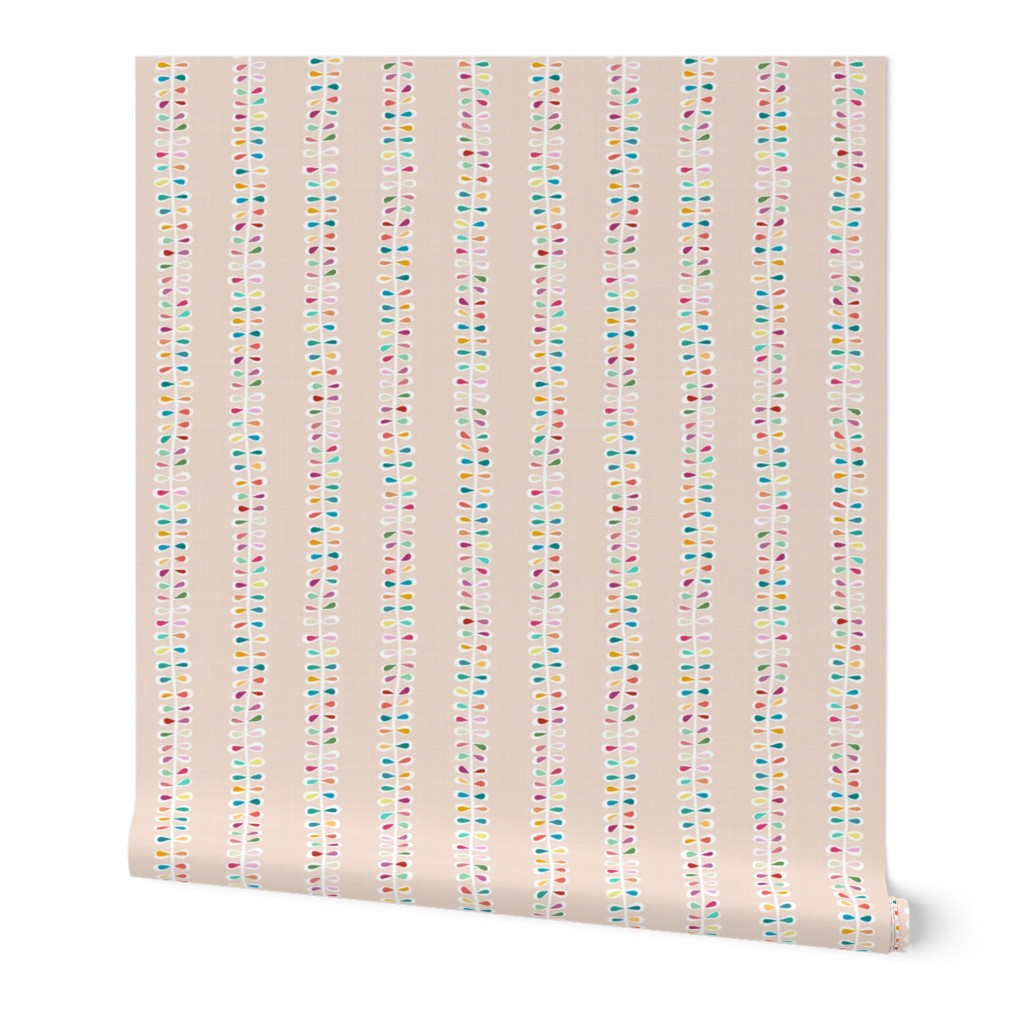 Scandi Vines in Bright Colors on Blush Pink - Large