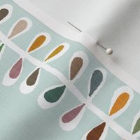 Scandi Vines in Drab Colors on Sea Glass Teal - XL