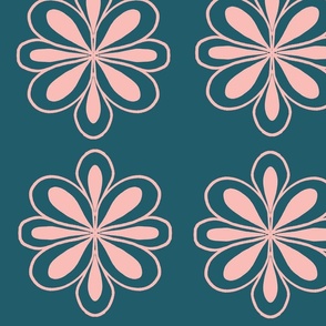 Large pink and teal geometric florals