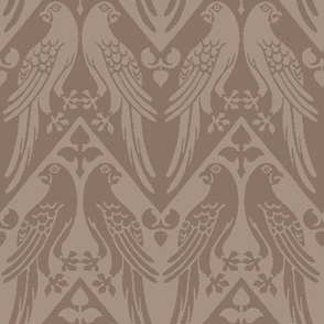 1850 Vintage Birds and Chevrons by Augustus Pugin in Sepia Tones - Coordinate
