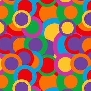 Mid Century Modern Psychedelic Retro Rainbow Bright Color Block Circles