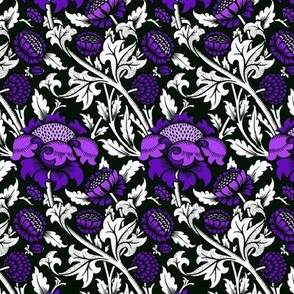 1871 "Wey" by William Morris - White and Purple Multi on Black