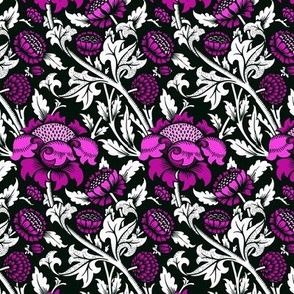1871 "Wey" by William Morris - White and Pink Multi on Black
