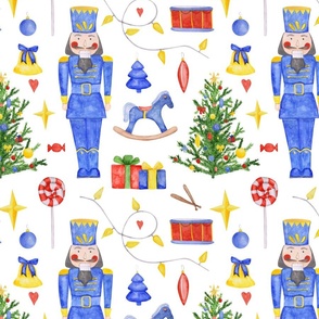 Blue Christmas Nutcracker print