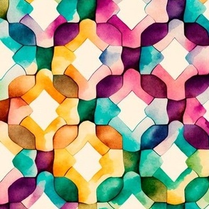 kaleidoscope gems, watercolor