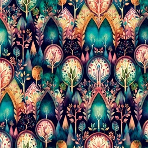  paisley watercolor forest