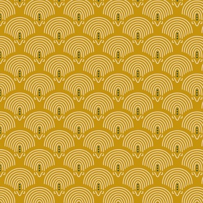 Ocean Coastal shells geometric art deco shells mustard 10.5 (12 wallpaper) 