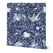 Fire Blossom Damask ~ Blue & White