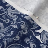 Fire Blossom Damask ~ Blue & White