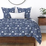 Fire Blossom Damask ~ Blue & White