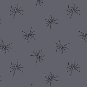 Spooky black spiders - Minimalist boho halloween design black freehand drawing on moody sky 