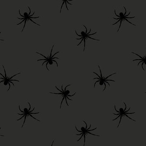 Spooky black spiders - Minimalist boho halloween design black on charcoal 