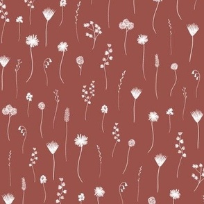 Tiny flowers - white on red