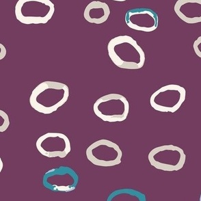 384 - Large scale regal purple, pink and grey  organic watercolour rings circles for modern  wallpaper, bathroom decor,  kids apparel, nursery accessories, patchwork and quilting. 