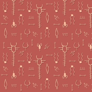 Prehistoric Engravings: Earthy Tones Design - symbolism and drawing