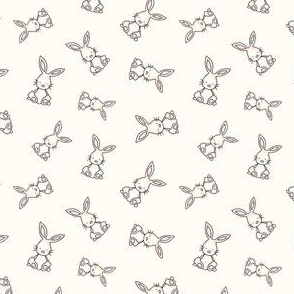 Small Scale Bunny Rabbits on Antique White