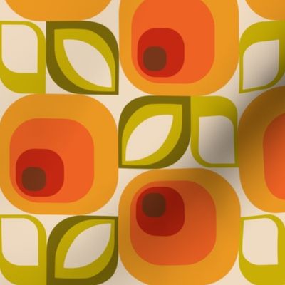 70s Geometric Flower Power | Greens and Oranges 2
