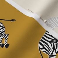 Galloping Zebras on Mustard - Medium