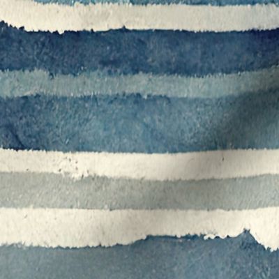 Watercolor Stripes In Blue And Beige