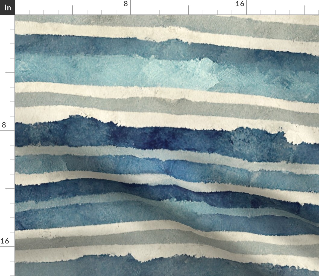 Watercolor Stripes In Blue And Beige