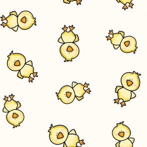 Large Scale Yellow Spring Chicks on Antique White