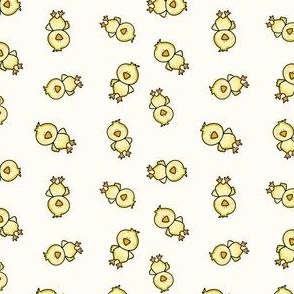 Small Scale Yellow Spring Chicks on Antique White