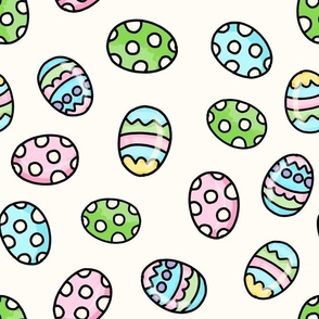 Large Scale Colorful Spring Easter Eggs on Antique White