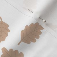 Autumn is here - Oak leaves fall petals beige on white seventies palette 