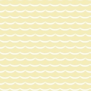 Butter yellow scallop with white pattern fabric and wallpaper 