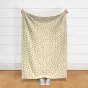 Art Deco Bi-plane Clouds - retro honey mustard yellow on cream - medium scale - polka dots