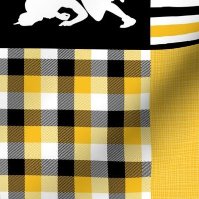 Wrestling//Yellow - Wholecloth Cheater Quilt