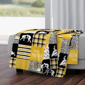 Wrestling//Yellow - Wholecloth Cheater Quilt