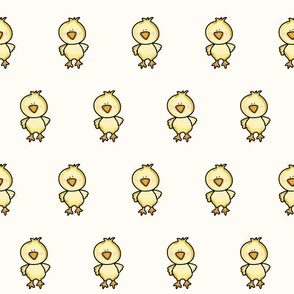 Large Scale Yellow Spring Chicks on Antique White