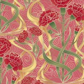 Art Nouveau Carnations - Old Rose