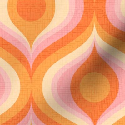 groovy psychedelic swirl retro vintage wallpaper 8 large scale 60s 70s orange pink by Pippa Shaw