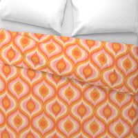 groovy psychedelic swirl retro vintage wallpaper 8 large scale 60s 70s orange pink by Pippa Shaw