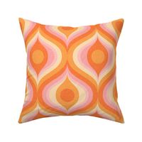 groovy psychedelic swirl retro vintage wallpaper 8 large scale 60s 70s orange pink by Pippa Shaw