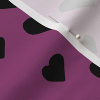 Valentines - Craisy in love pattern - passion vibes - assimetric hearts design - black over berry 300