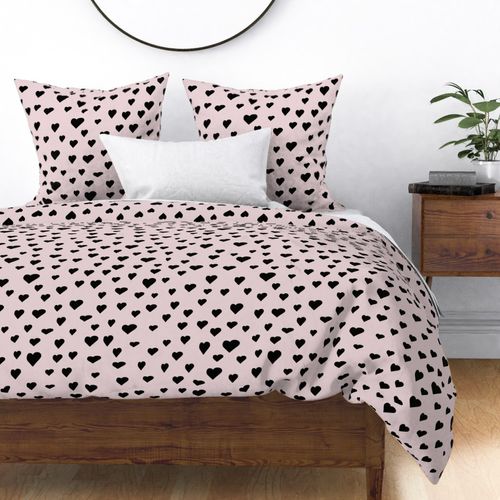 Valentines - Craisy in love pattern - passion vibes - assimetric hearts design - black over cotton candy 300