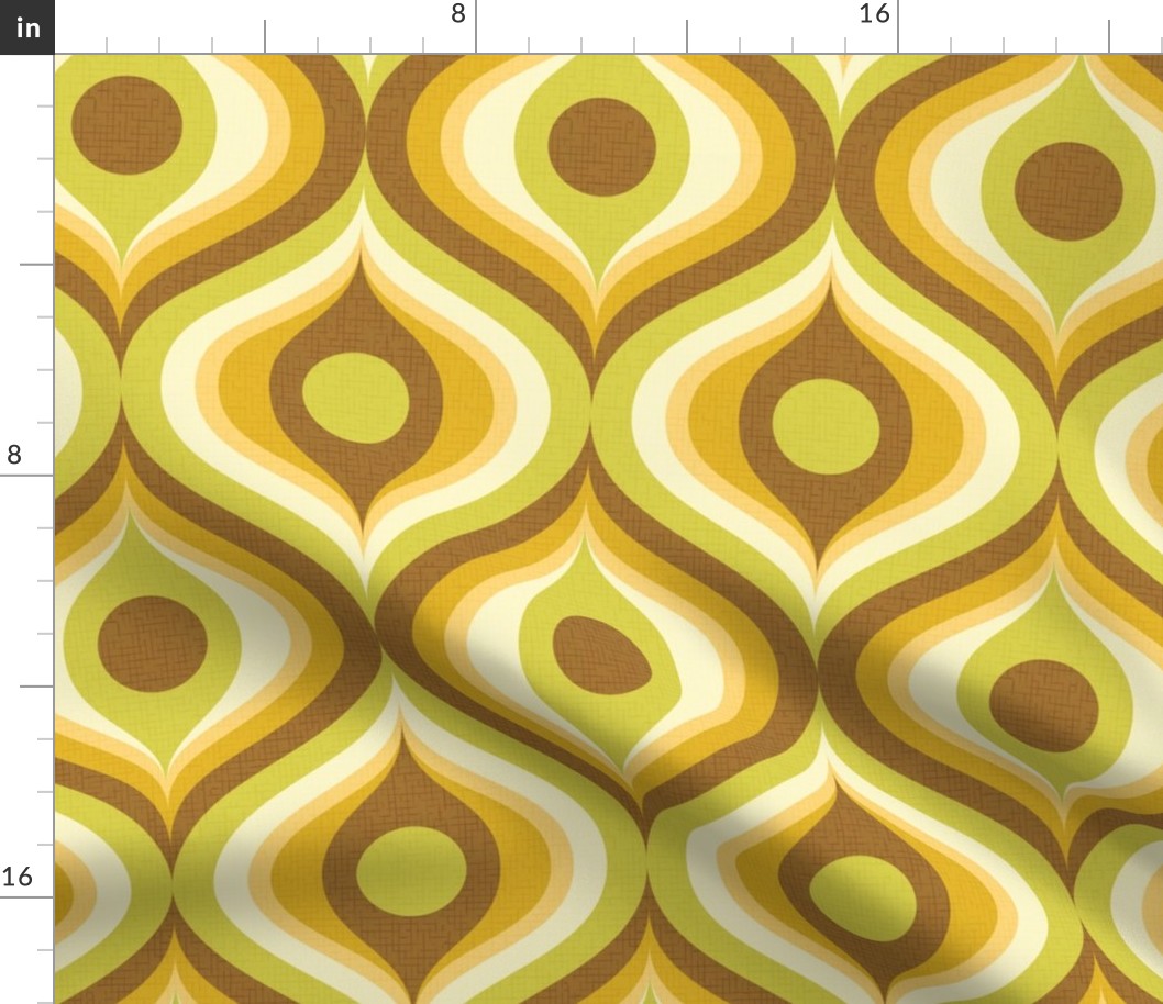 groovy psychedelic swirl retro vintage wallpaper 8 large scale 60s 70s avocado chocolate by Pippa Shaw