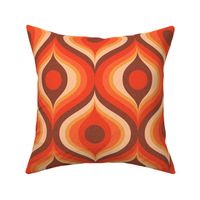 groovy psychedelic swirl retro vintage wallpaper 8 large scale 60s 70s red hot orange by Pippa Shaw