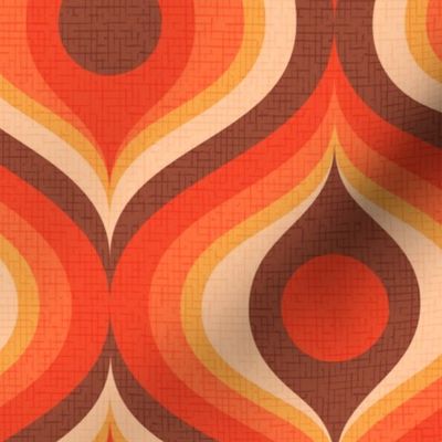 groovy psychedelic swirl retro vintage wallpaper 8 large scale 60s 70s red hot orange by Pippa Shaw