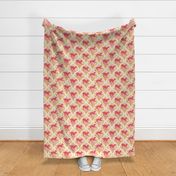 large print // Greyhound dogs Art Deco pattern coral gold