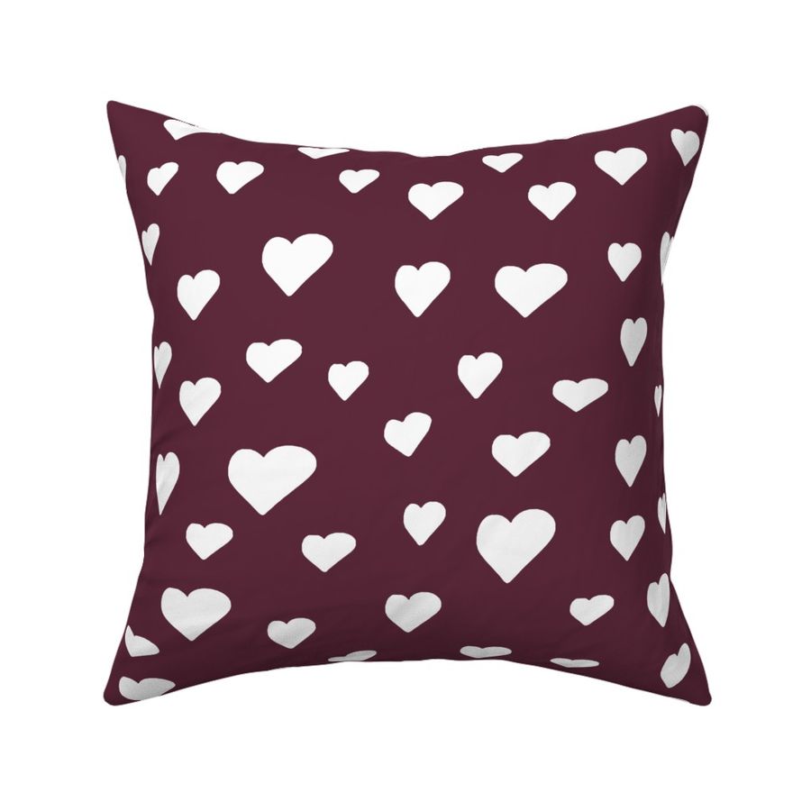 Valentines - Craisy in love pattern - passion vibes - assimetric hearts design - white over red wine 300