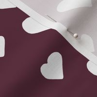 Valentines - Craisy in love pattern - passion vibes - assimetric hearts design - white over red wine 300