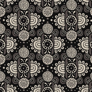 Pre-Columbian Floral // Black and Gray // large