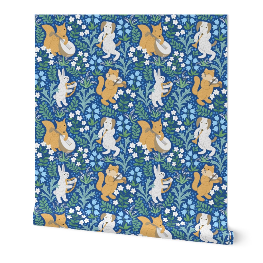 Medieval animal quartet on a blue background. Small